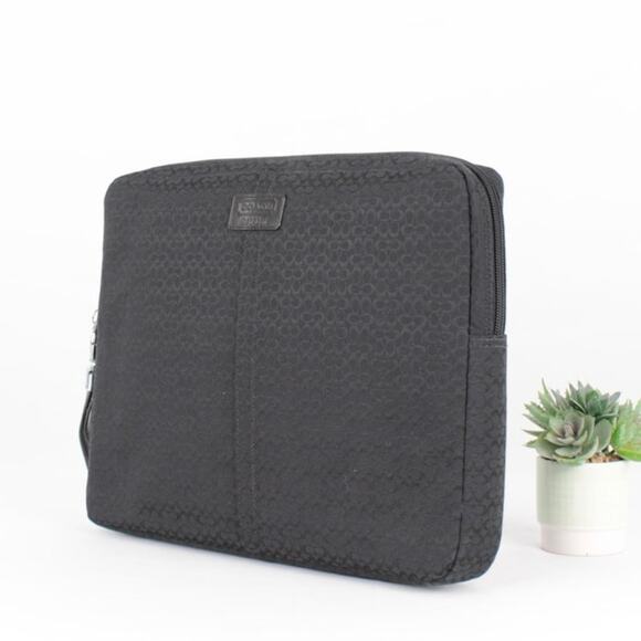 Coach Black Signature Laptop Case - Picture 2 of 7